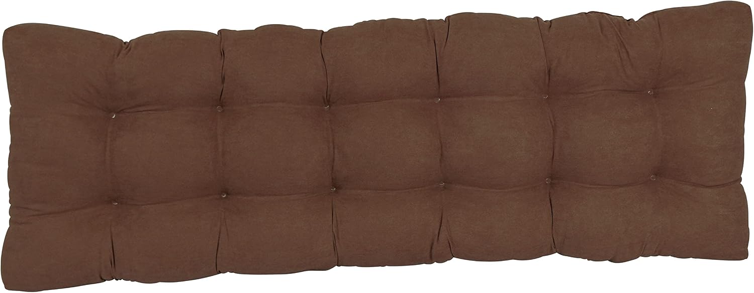 Blazing Needles Microsuede Tufted Bench Cushion, 60" x 19", Chocolate 1 Count