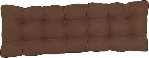 Miniatura 3 de Blazing Needles Cojín de banco copetudo de microgamuza, 60" x 19", chocolate