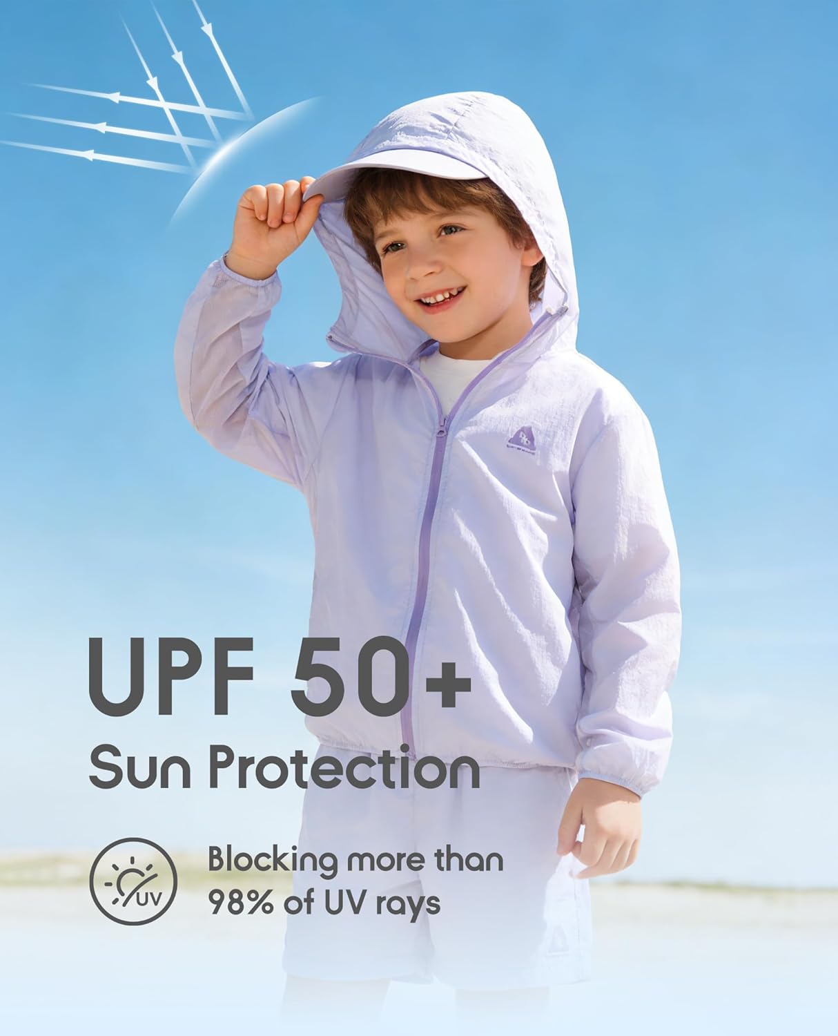 Balabala Kids Sun Protection Zip-Up Hoodie Lightweight Cooling Jacket with 50+ UPF Boys' & Girls' Athletic Hoodies Ages 5-18