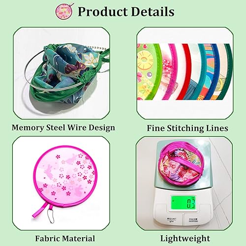 Miniatura 6 de MXY Ventilador plegable redondo plegable de mano para verano, ventilador de mano plegable portátil para uso diario, fiesta, boda, hogar, concierto