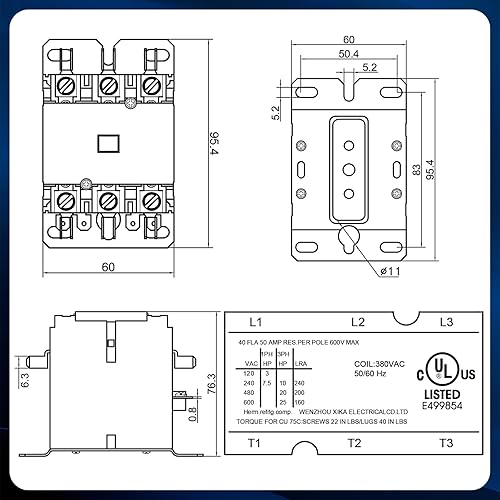 Miniatura 2 de Dreyoo Contactor de motor HVAC, 3 polos, 40 amperios, compresor de condensador de aire acondicionado, relés de repuesto compatibles con C230B, aire