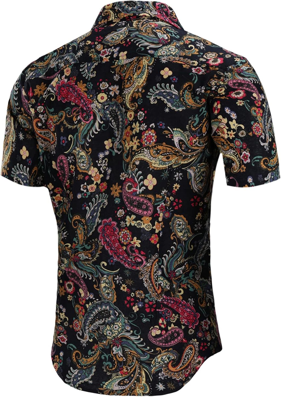 QZH.DUAO Mens 70s Disco Party Shirts Casual Paisley Button Down Shirt Vintage Floral Hawaiian Beach Short Sleeve Shirt - Image 4