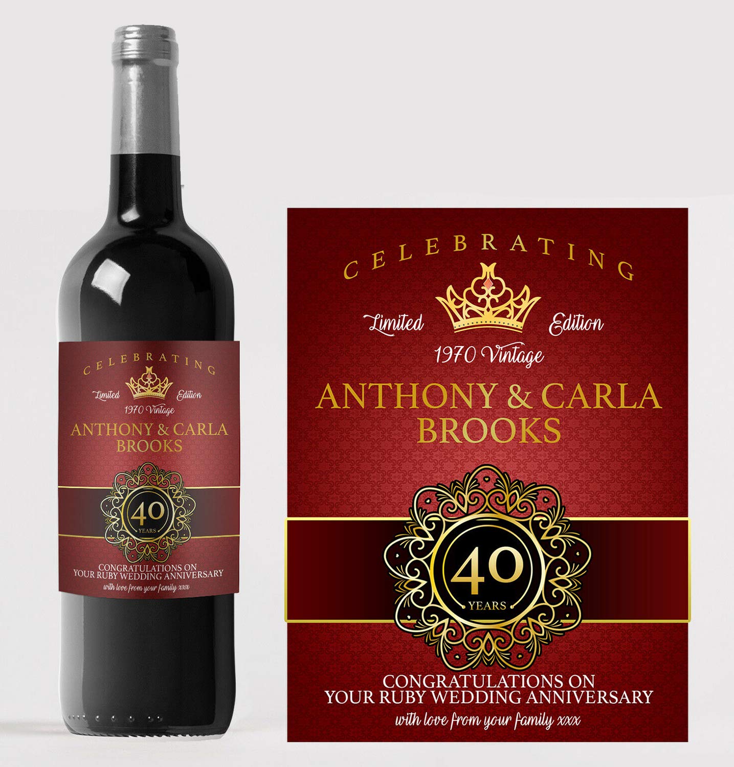 forefrontdesigns Personalised Wine Bottle Label – Custom Wine Labels & Stickers for Bottles – Perfect for Weddings, Birthdays, Anniversaries & Special Events