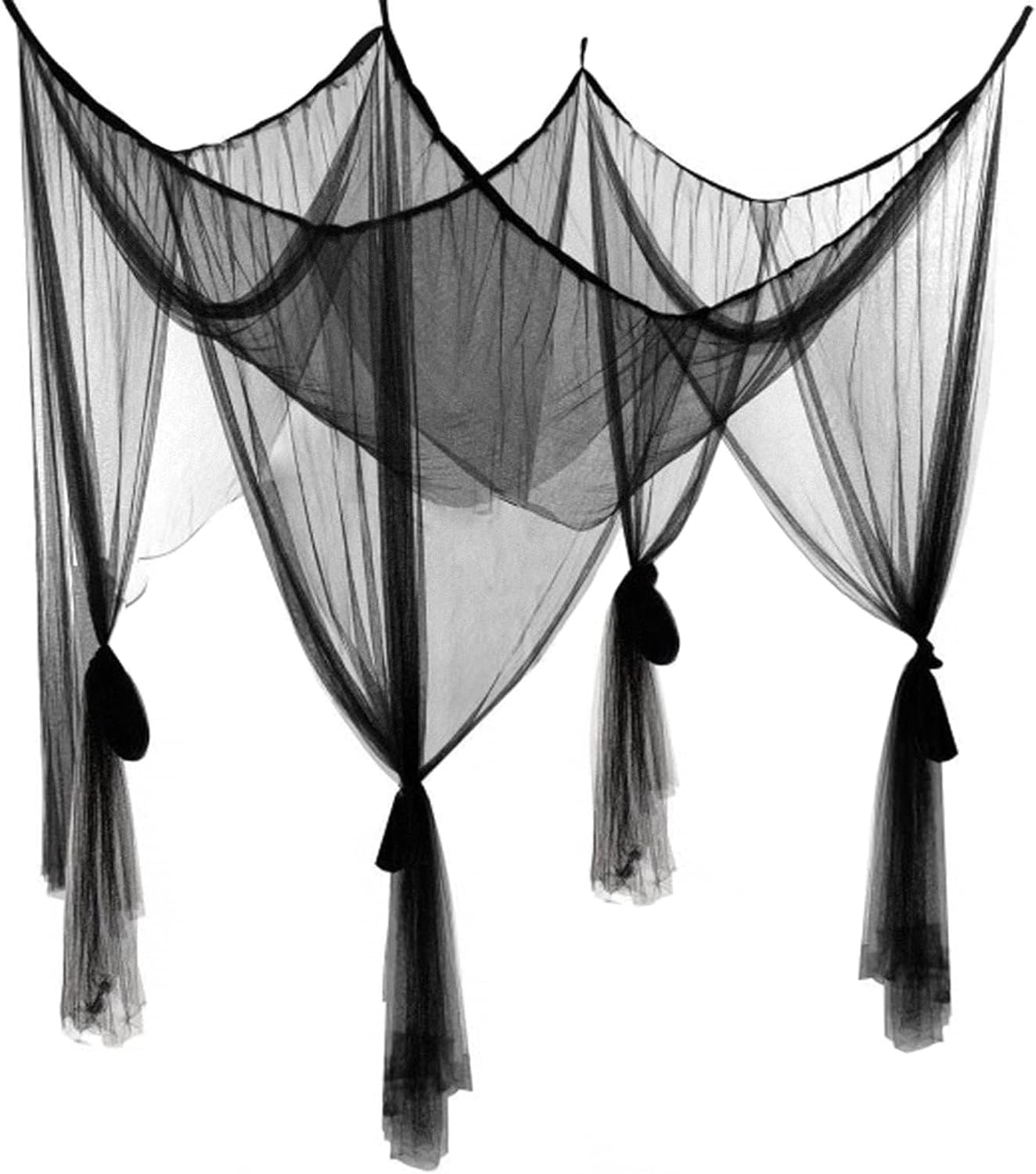 Mosquito Net Bed Canopy for Double Bed, Black Netting Four