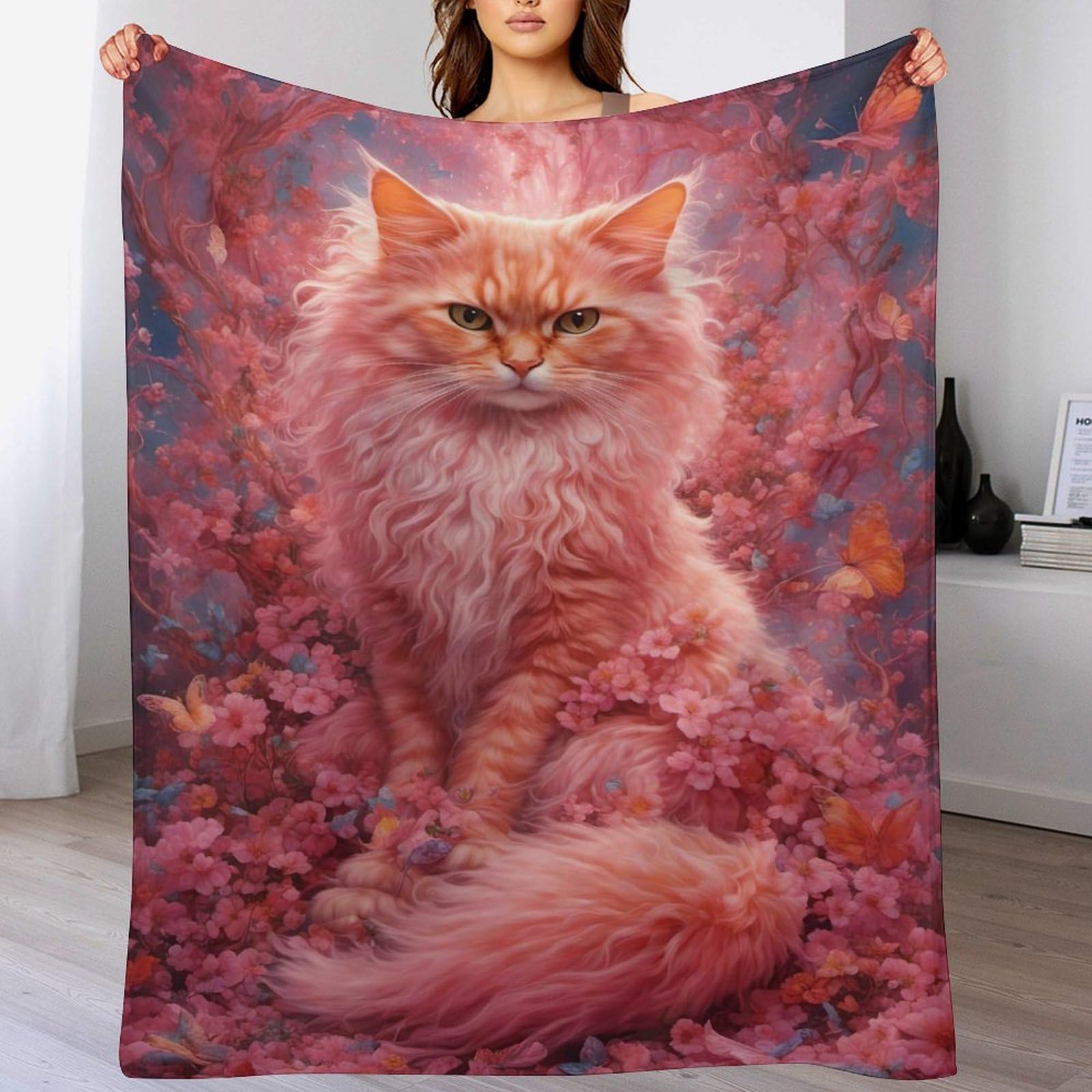 Couverture polaire chat en flanelle douce pour lit et canapé 150x200cm