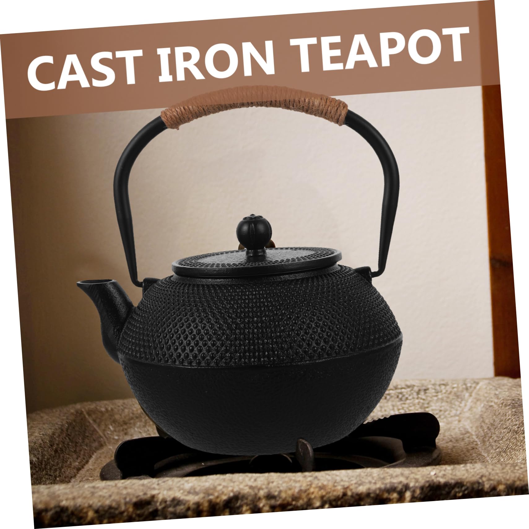 Teiera in Ghisa Giapponese 1, 2l Nera con Infusore e Coperchio | Capacità 1200ml, Ferro con Acciaio Inossidabile, Stile Semplice per Tè e Decorazione Tavola