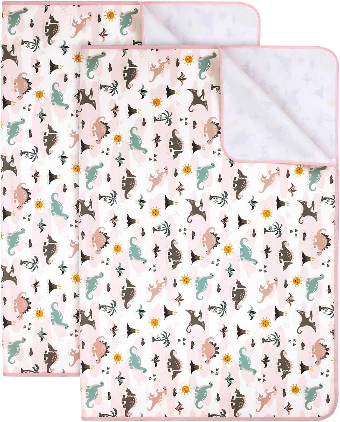 Pee Pads for Kids Waterproof Crib Pad - Reusable Potty Training Pads for Bed, Washable Toddler Mattress Pad Protector, Unisex for Toddlers Adults Elderly & Pets(Dinosaur 39"x54" Pack of 2)