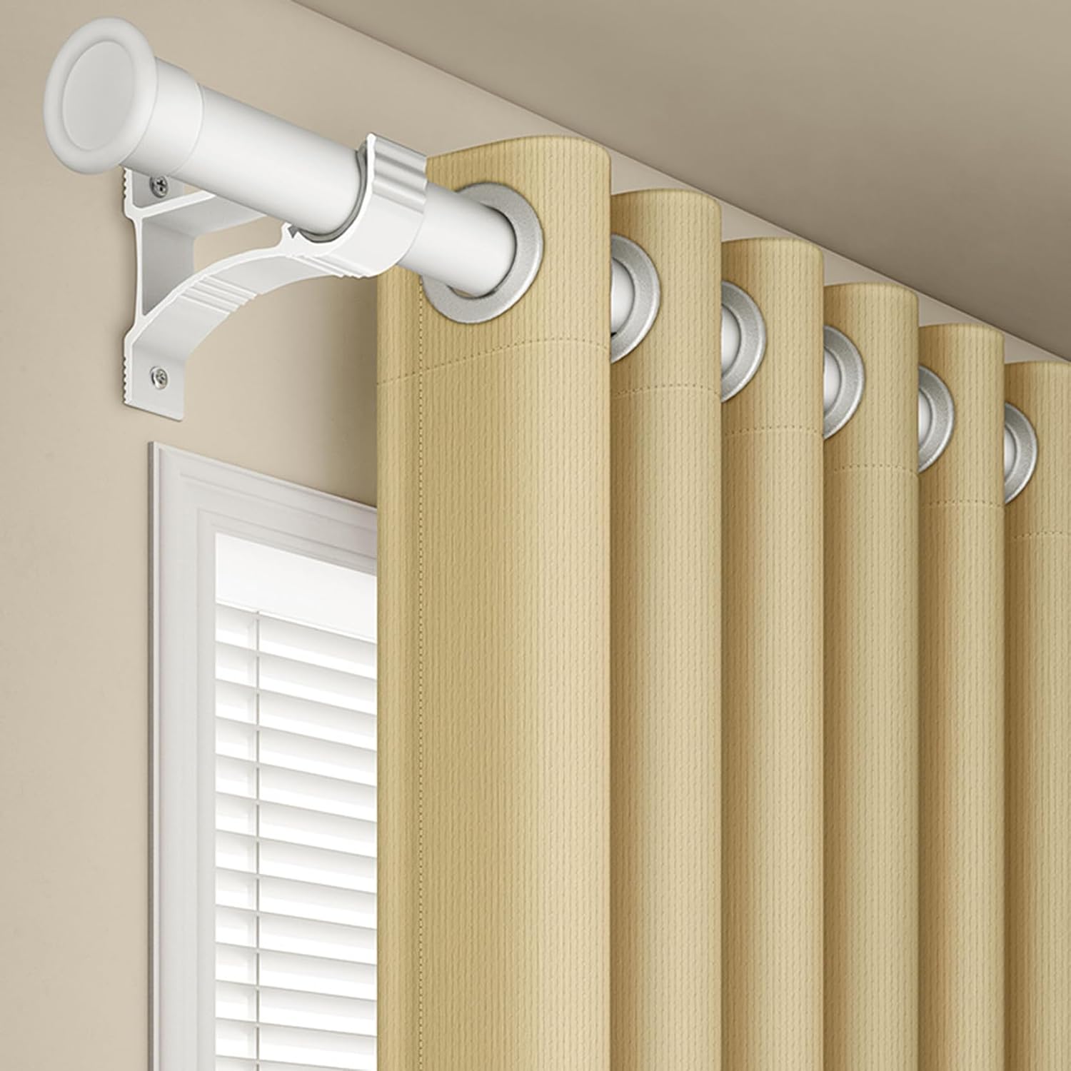 Telescopic Curtain Rod、Tension Rod、Tension Curtain Rod、Heavy Duty Drapery Rod、Spring Tension Curtain Rod ,for Bedroom, Living Room,Patio and Kitchen,with Easy Installation(Size:1.1~1.6m,Color:Black)