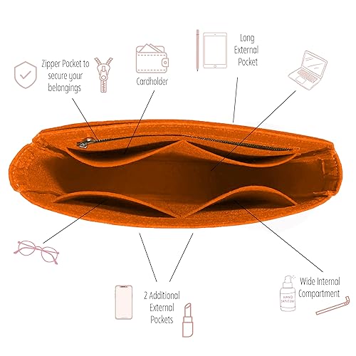 Miniatura 5 de Divitize Premium Purse Organizer fits Mini Evelyne 16 Bag Insert, TPM Evelyne 29 Bag Insert with Zipper, 2mm Thick Felt Snug Sturdy Silver Zipper