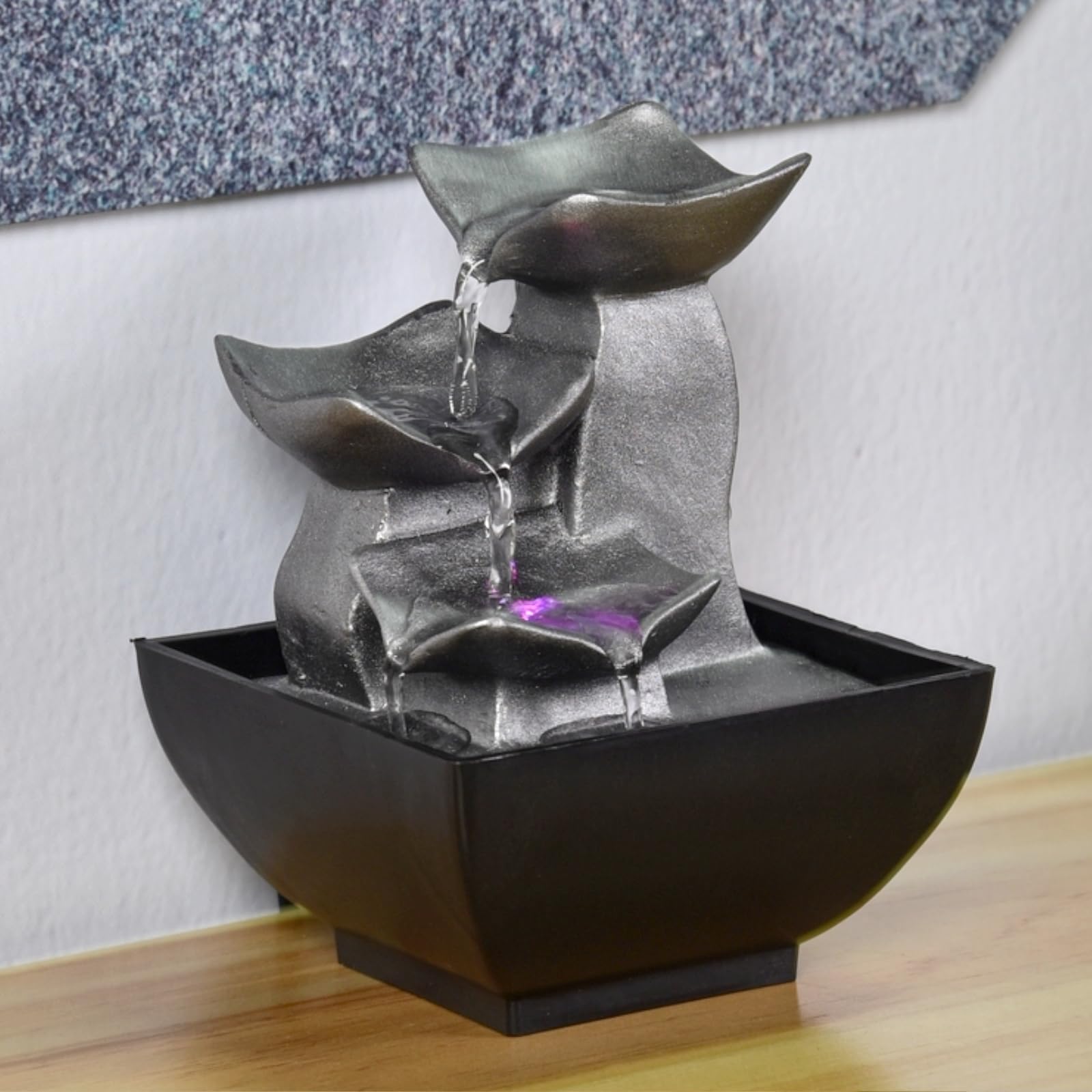 Zen Light Nature Boro - Fuente, de Resina, Plateada, 13 x 13 x 17 cm