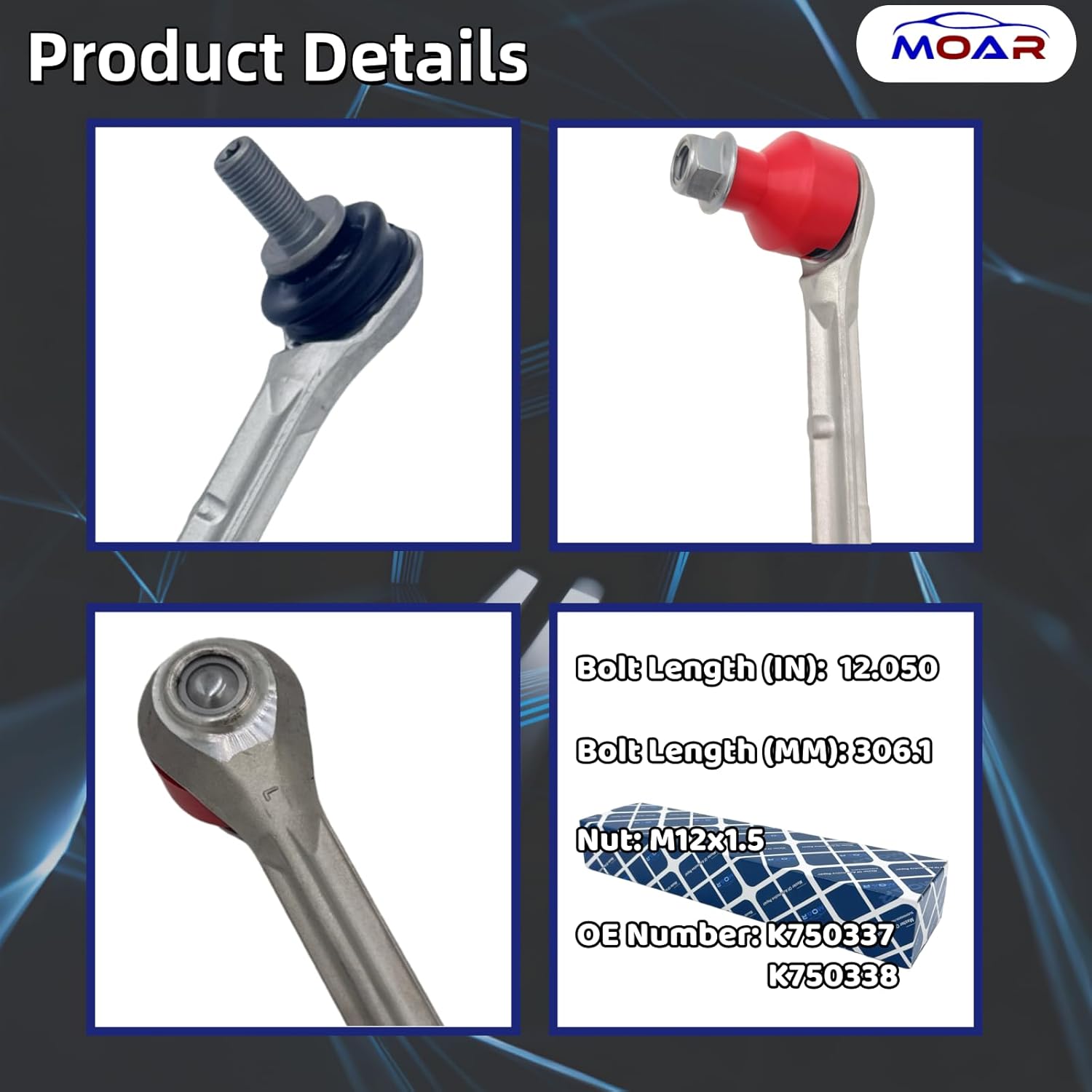 MOAR 2-Set Sway Stabilizer Bar End Link Kit For Mercedes-Benz 2008-2015 C63 AMG C350 RWD 15-18 E400 RWD 10-17 E550 12-16 E550 RWD Front Suspension Automotive Replacement Aluminium K750337 K750338