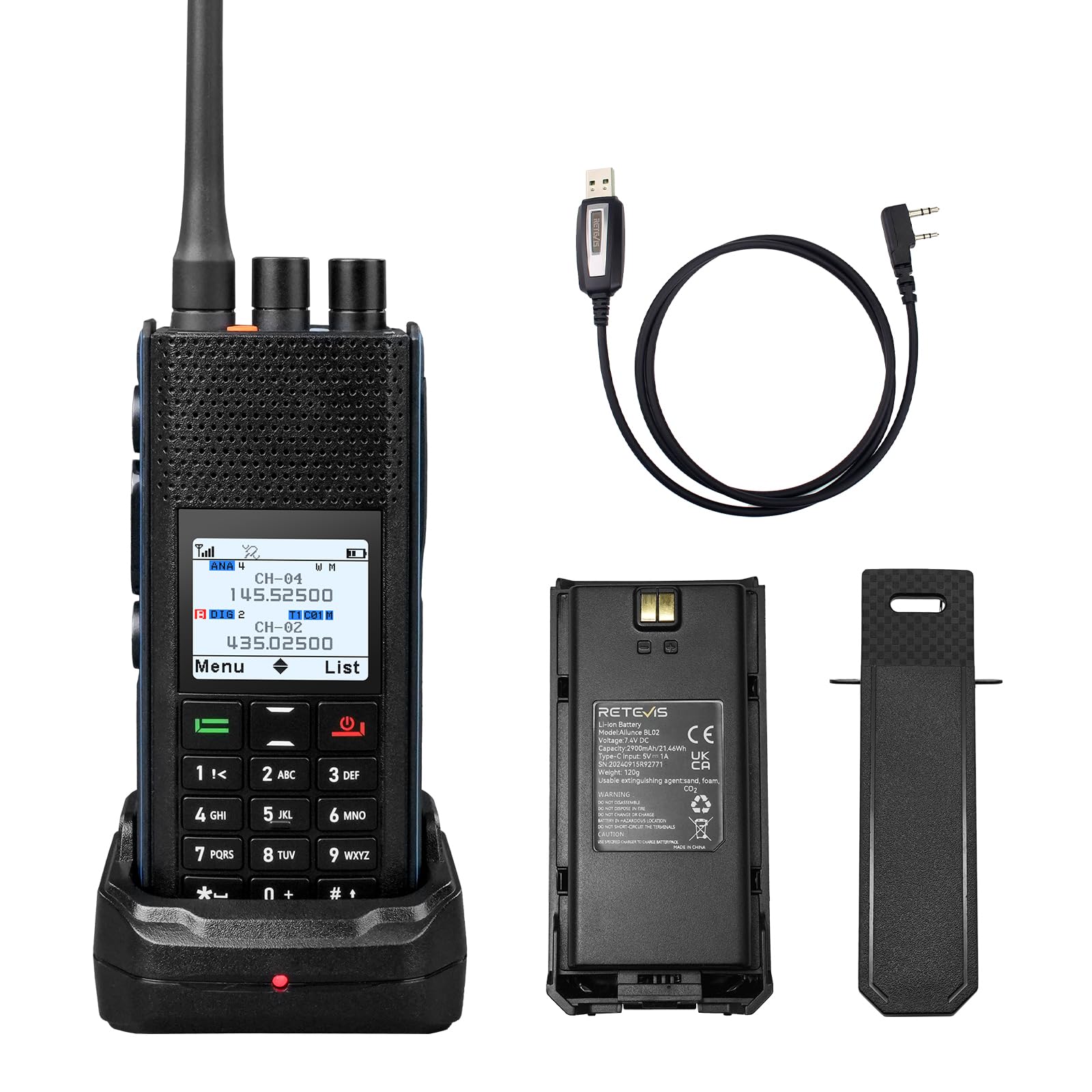 Retevis Ailunce H1 DMR Krótkofalówki, Talk Alias, Płynna Interakcja, APRS/GPS, Kontakt 50 W, Akumulator 2900 mAh, Dwuzakresowe Radio Krótkofalowe do Ratownictwa (2 Szt.)