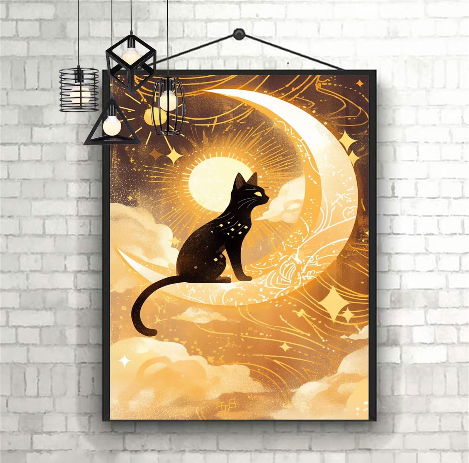 Diamentowe malowanie Kot Diament Malarstwo Dzieci 100x150 cm 2025 Diamentowe malowanie Księżyc, DIY Diamentowe rysunki Ścieg krzyżykowy Rzemiosło Dorosły, Obraz Diamentowy Dekoracja domu Prezenty