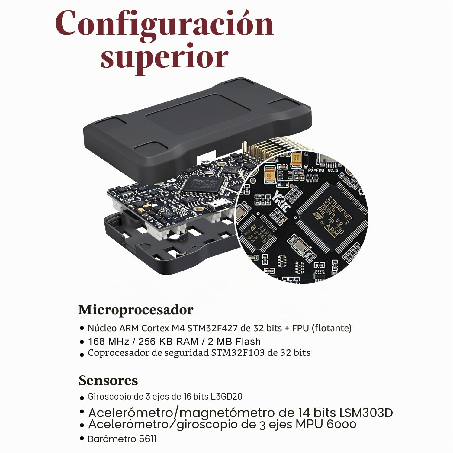 HAWK'S WORK Controlador de Vuelo Pixhawk PX4, Control de Vuelo Pixhawk 2.4.8 Open Source 32 Bit, Placa + Módulo de Potencia + Interruptor de Seguridad + Zumbador+Tarjeta SD + Amortiguador+GPS +Soporte