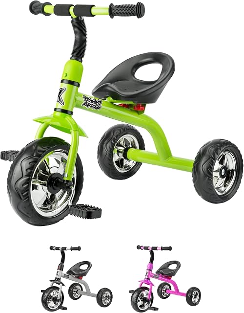 Xootz Tricycle for Kids, Trike Easy Clip and Portable - Green