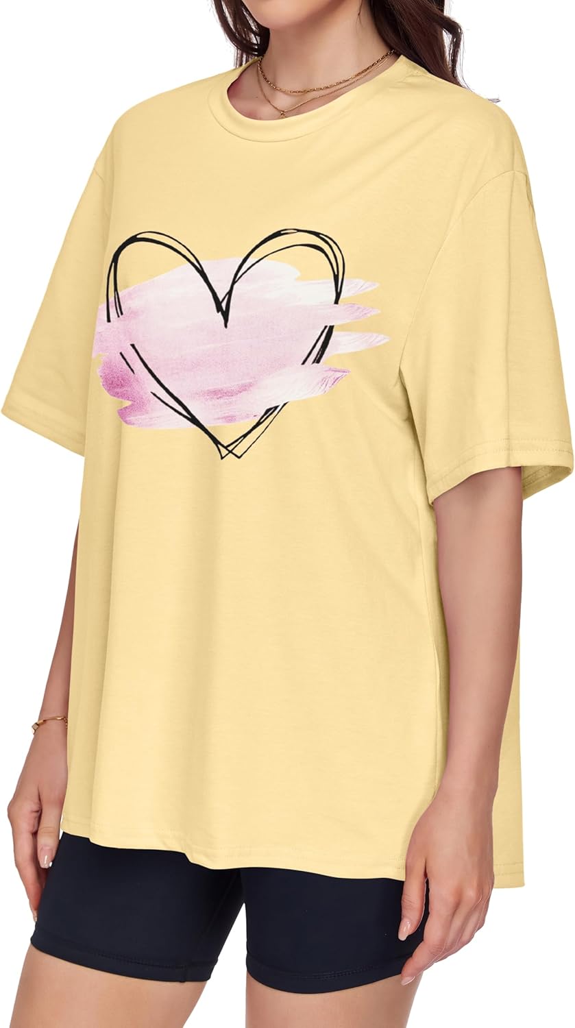 ADOREJOY Oversized Tshirts for Women Crewneck Summer Graphic Tees Short Sleeve Loose Basic Tops - Image 7