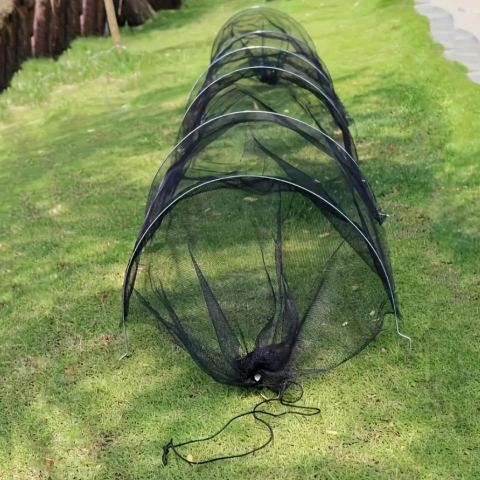 Générique Tunnel de Plantation agricole 300 x 45 x 45 cm en Plastique Noir avec Filet pour Jardin Potager Protection Contre Le Gel Serre sans Support,Filet Tunnel Jardin Potager(3 PCS)