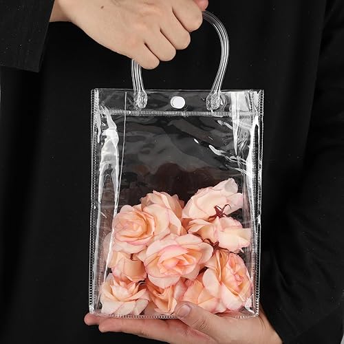 Miniatura 6 de 16 bolsas de regalo de PVC transparente con asas, bolsas de regalo de plástico transparente reutilizables para celebraciones, fiestas, bodas,