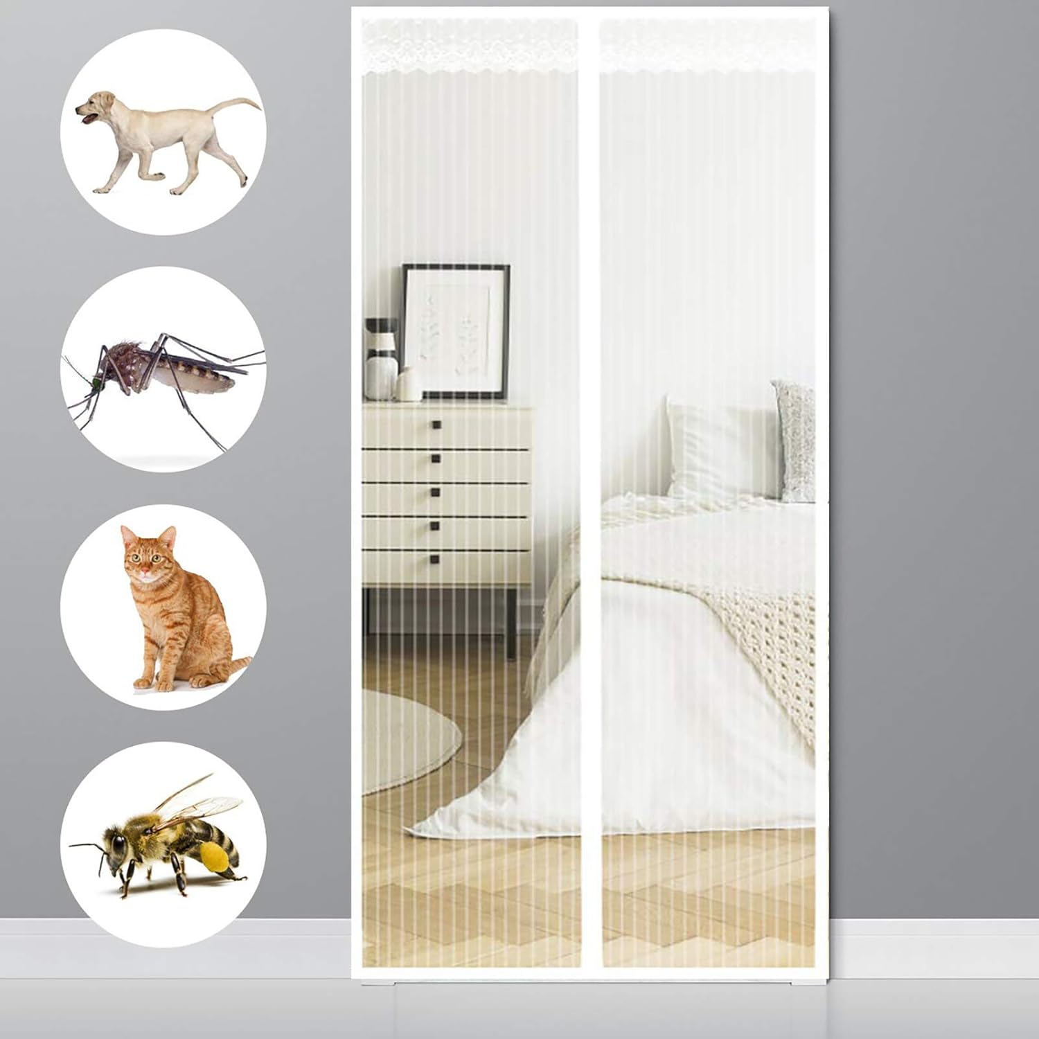 Amazon.co.jp 磁気スライディングカーテン＃ 75x200cm 組み立てが簡単 スライディングモスキートネット 耐久性あり