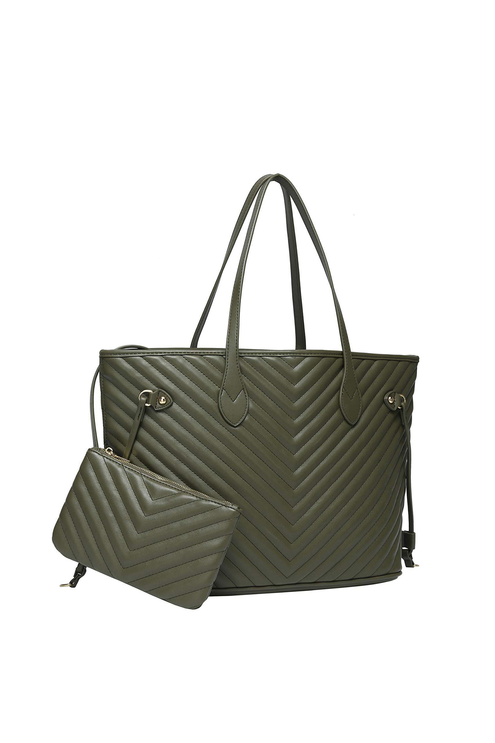 Daisy Rose Tote Shoulder Travel Bag & Matching Clutch PU Vegan Leather