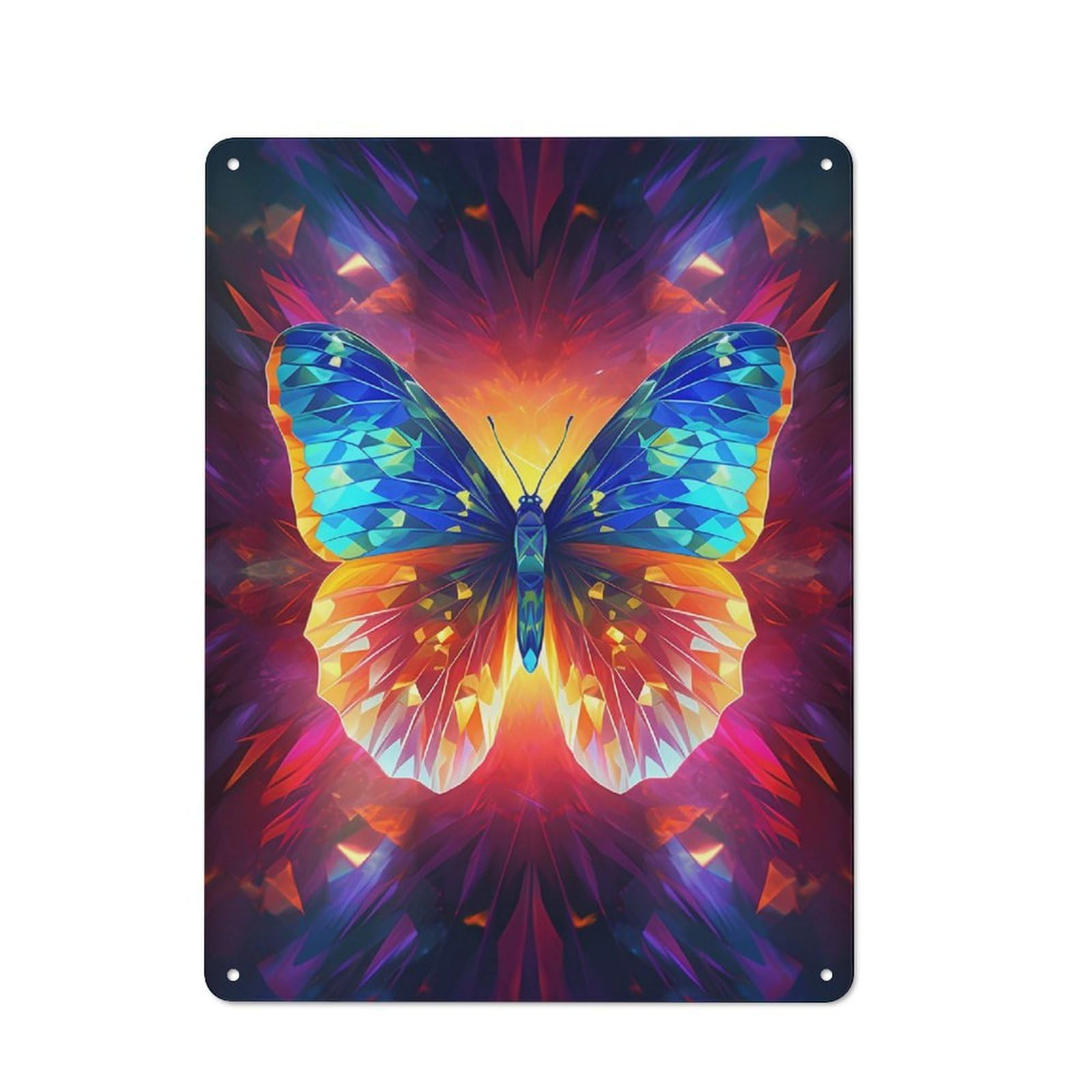Junmoney Style-1 Butterfly Illustration Retro Metal Sign 40X30cm, Retro Garage Wall Decor For Tool Room, Garage, Studio Or Home Bar
