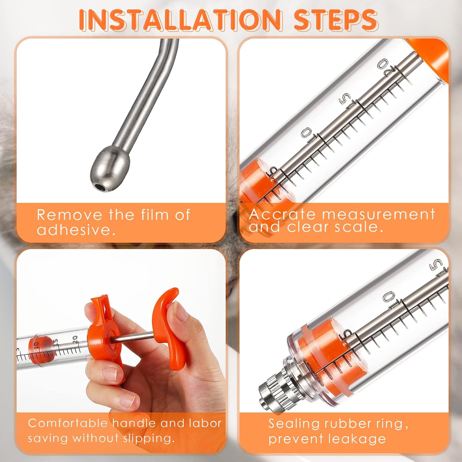 Amazon Com 4 Pcs Reusable Goats Syringe With 4 Pcs Drench Nozzle Goat Cattle Supplies Oral Adjustable Dosage Drencher Syringe For Feeding Sheep Goat Livestock Liquid ml Industrial Scientific
