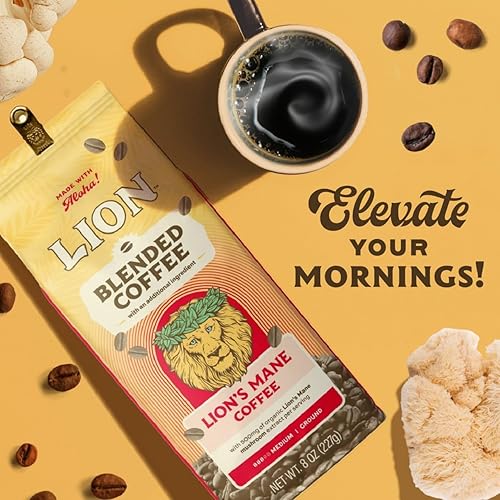 Miniatura 4 de Café de melena de león, tostado medio con 500 mg de melena de león por porción, café de hongos para claridad mental y energía duradera, mezcla de