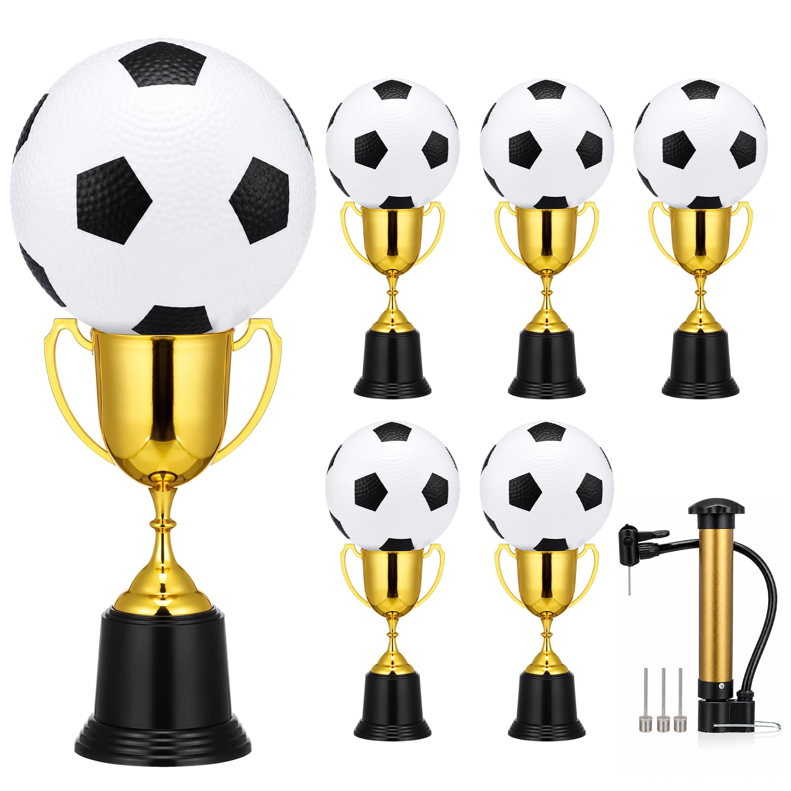 Photo 1 of Batiyeer 18 Pc Soccer Party Set - 9" Gold Trophies, 5.5" Inflatable Balls