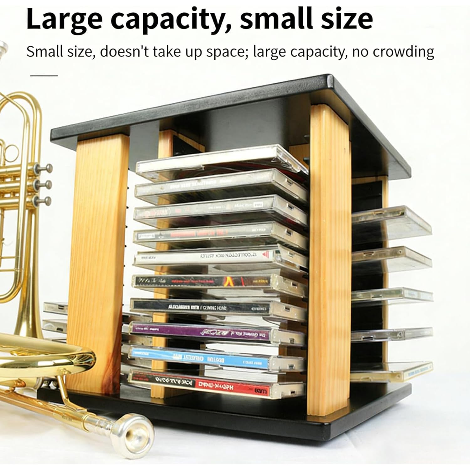 Organizer per CD – Torre rotante per 45 CD standard, design girevole a 360°, facile da montare, ideale per musica da collezione e sale teatrali