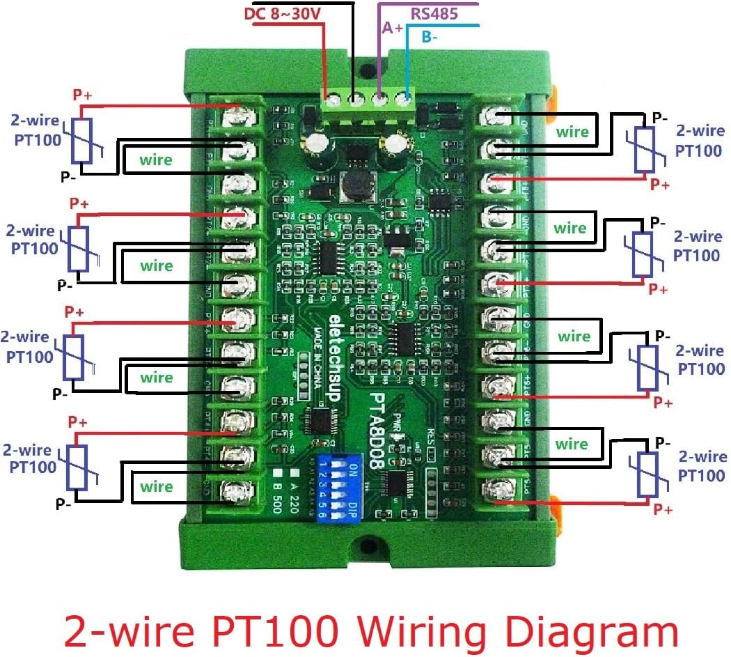 8AI RS485 Analog Input PT100 RTD RS485 Temperature Sensor Acquisition Module Replace NTC K Thermocouple DS18B20 (8ch A with Rail Box)