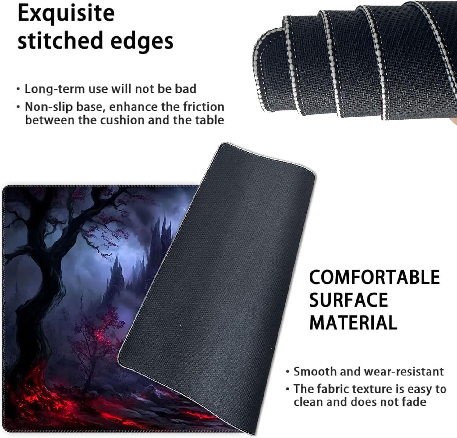 Card Game Playmat for MTG & TCG, 24x14 inch Non-Slip Magic Playmat, Durable Rubber Surface, Ideal for Card Games & Board Games, Portable with Storage Bag, Dark Fantasy