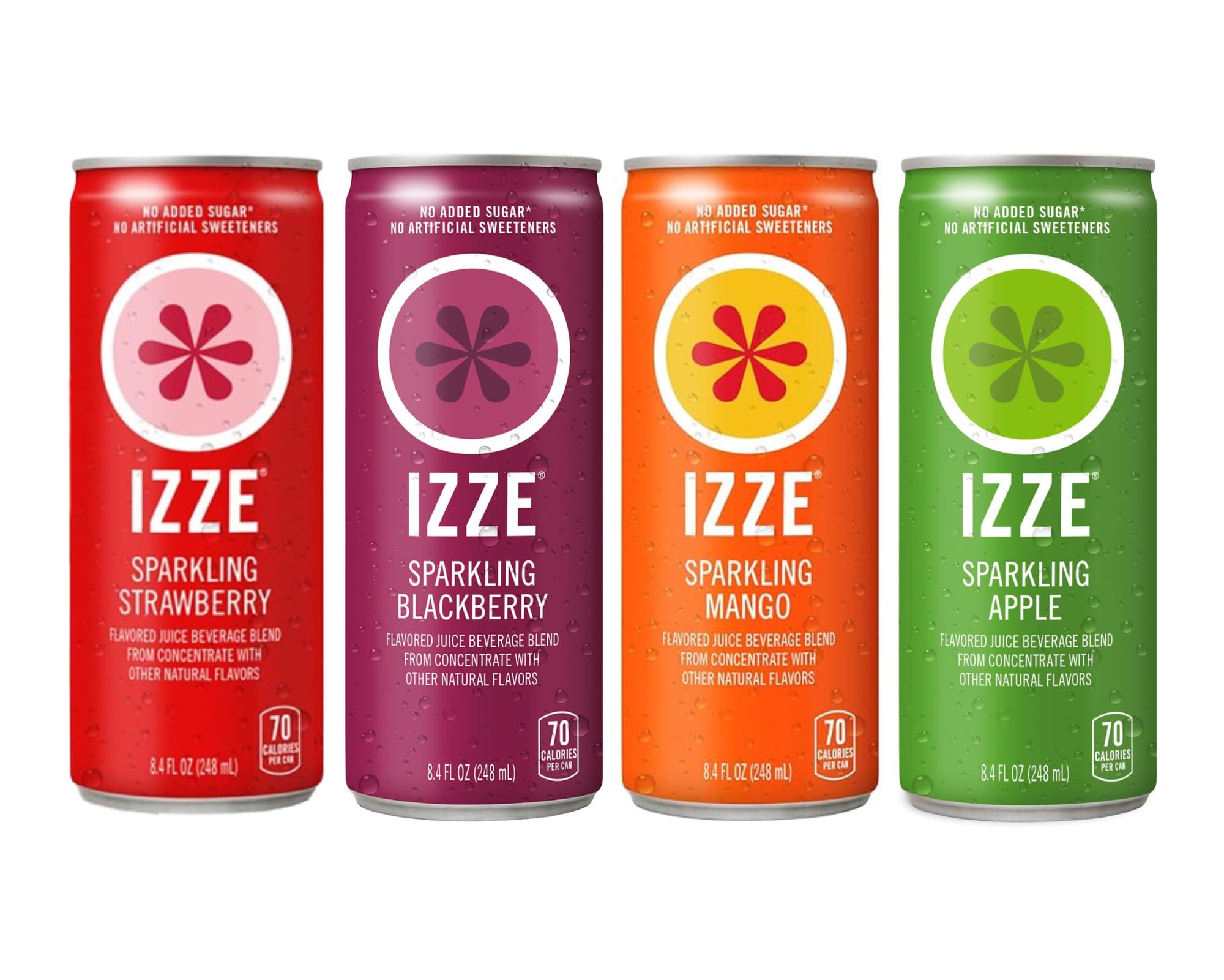 Sparkling Juice Beverage Variety Pack - Mango, Blackberry, Strawberry, Apple Flavors - Perfect Drinks for Halloween Snack Boxes & Party Favors - 8.4