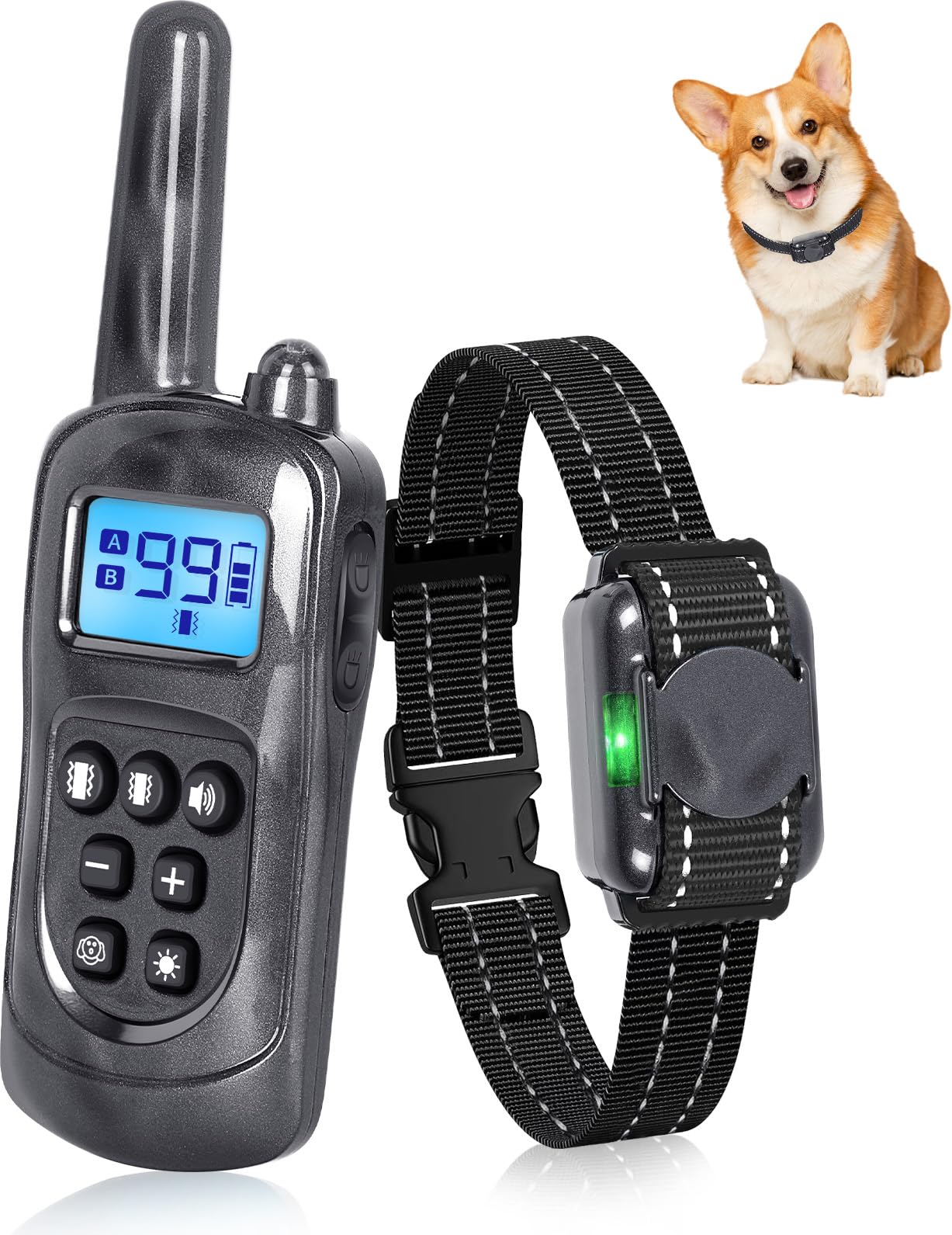 Anti Dog Barking Collars for Dogs-2000FT Dog Training Bark Collar for Small Medium Large Dogs(5-60 lbs) with Vibration&Sound&Safety Lock, Stop Dog Barking Rechargeable&Waterproof Humane (Grey)
