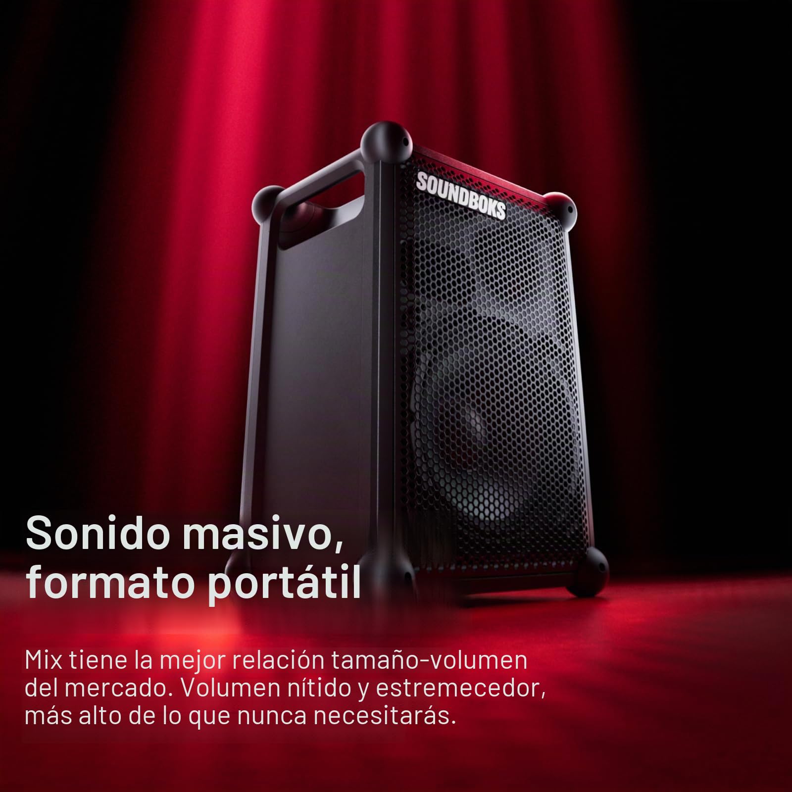 SOUNDBOKS Mix – Altavoz Bluetooth portátil – Robusto e impermeable (IP65) – Batería USB-C – Extremadamente ruidoso – 121dB – Altavoz interior y exterior – 40 horas de autonomía – (negro)