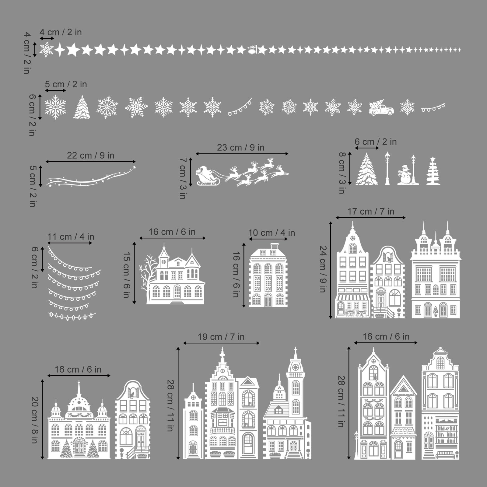 Decalmile Weihnachts Fensterbilder Set - Hochlandkuh, Weihnachtsbaum & Vögel Als Statische Fensteraufkleber