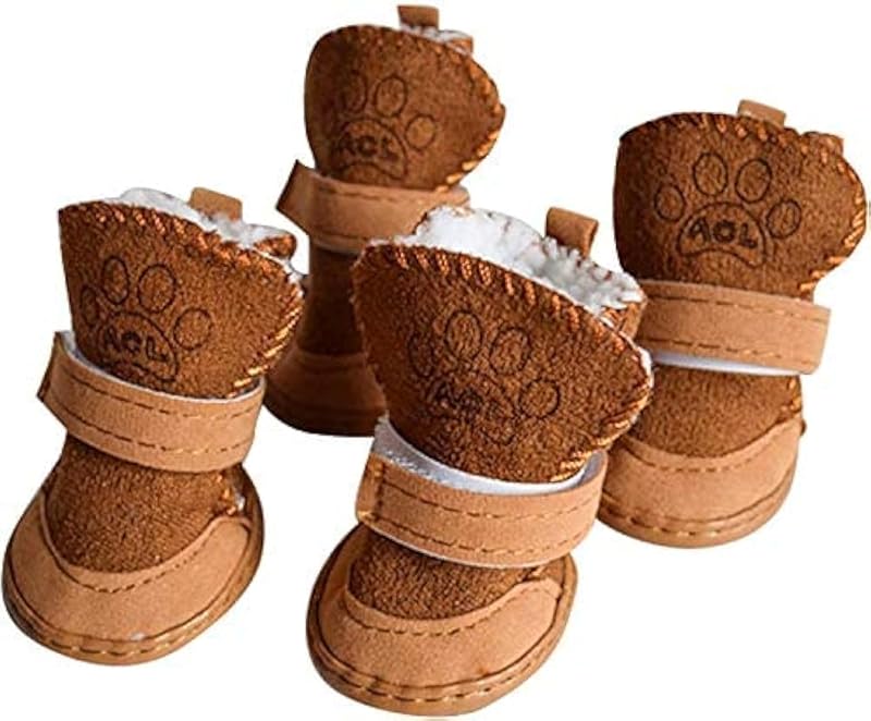 Botas para Cães de Borracha Antiderrapantes para Neve e Inverno payanwin Medium, Brown, 4 Unidades