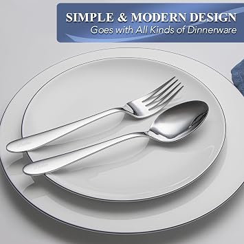 Personalized Dinner Forks and Spoons Silverware Set, 12 Piece Custom Text Engraved Stainless Steel Flatware Cutlery Set for Home, Kitchen and Restaurant, Mirror Polished, Dishwasher Safe