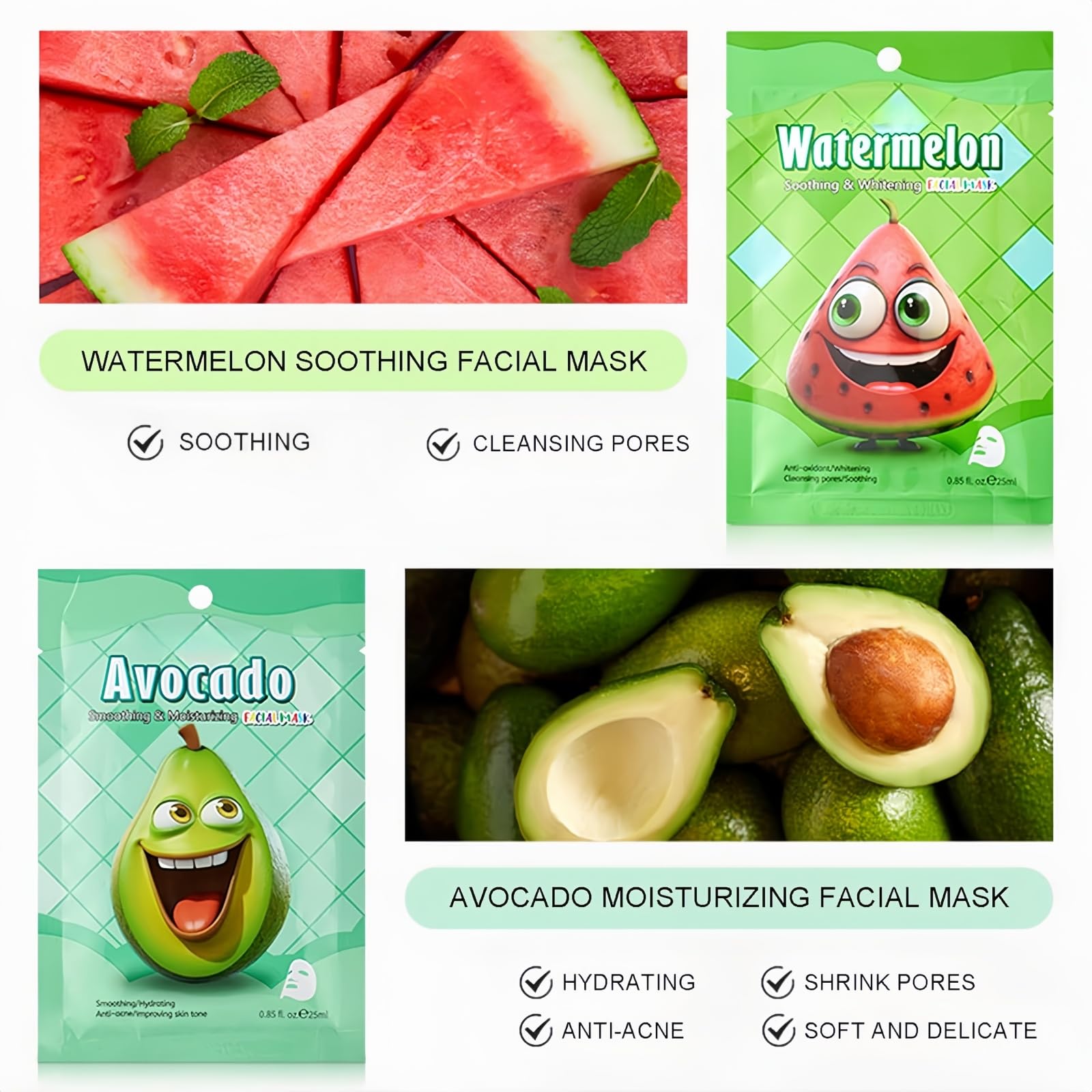 Face Masks Skincare, 7 Sheet Fruit Face Mask Hydrating and Smoothing, Improve Dullness & Brighten - Image 3
