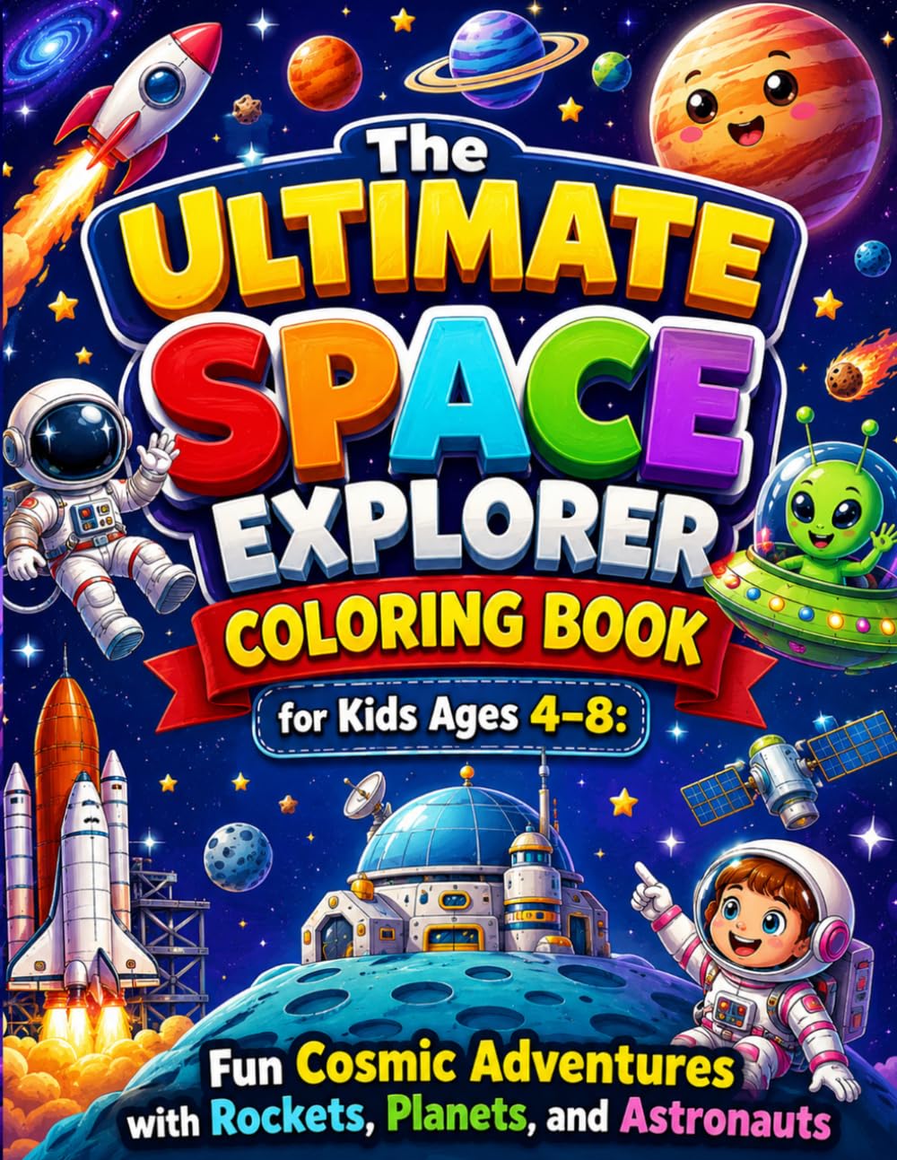 The Ultimate Space Explorer Coloring Book for Kids Ages 4–8: Fun Cosmic Adventures with Rockets, Planets, and Astronauts