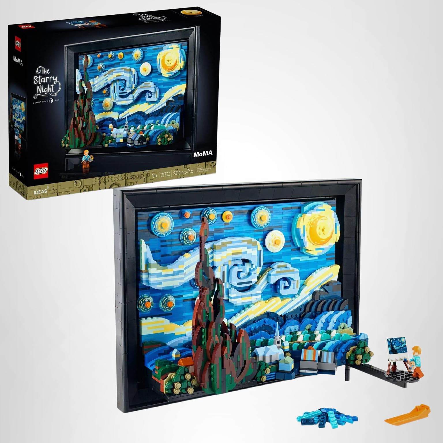 LEGO Ideas Vincent Van Gogh The Starry Night - Building Set for Adults, Ages 18+ - Beautifully Detailed Home Wall Art Decor - Gift for Men & Women - 21333: Standard Packaging