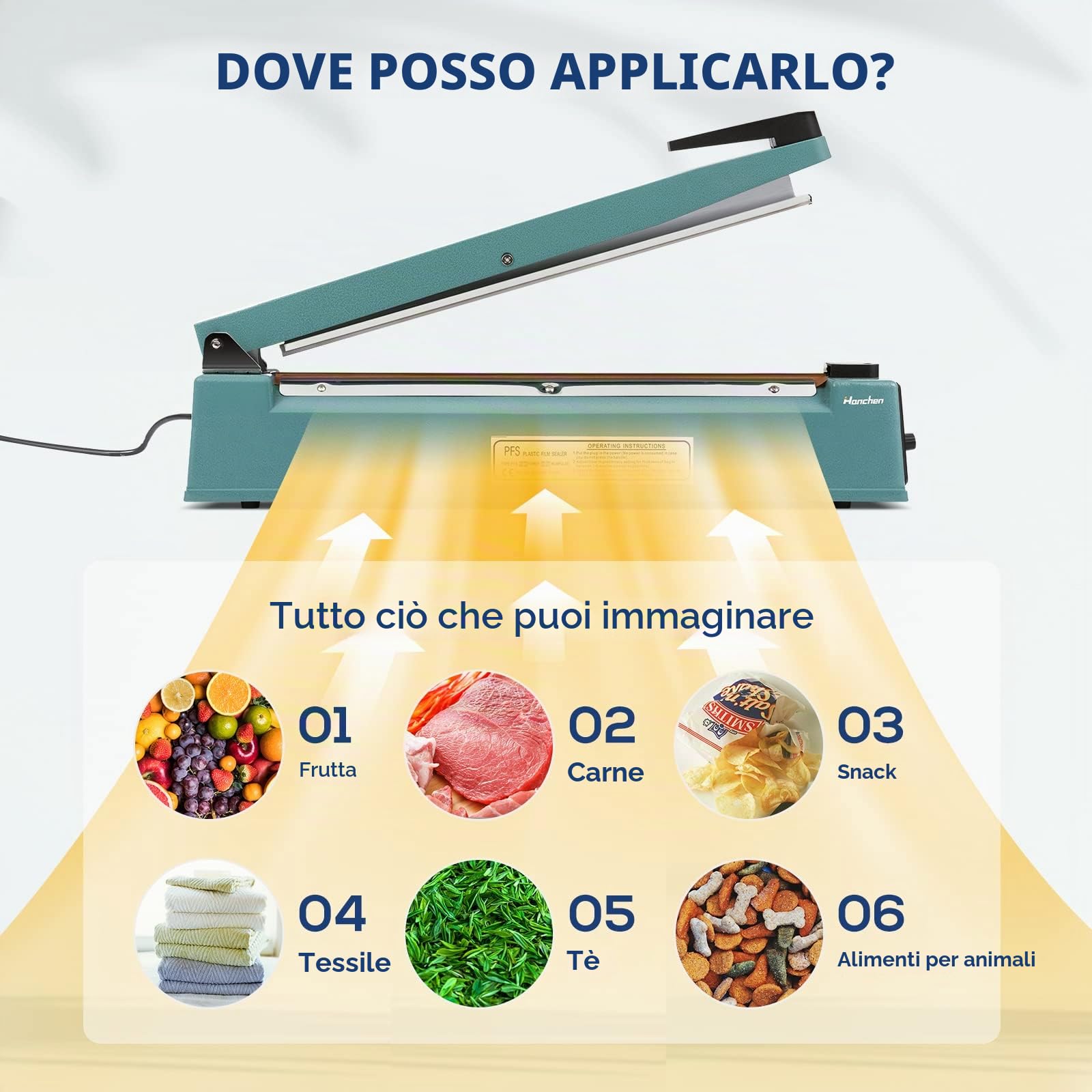 Hanchen Termosigillatrice 300mm/11.8inch Sigillatrice per sacchetti di plastica Impluse Heat Sealer 400W per Mylar Bag Kraft Paper Bag 220V