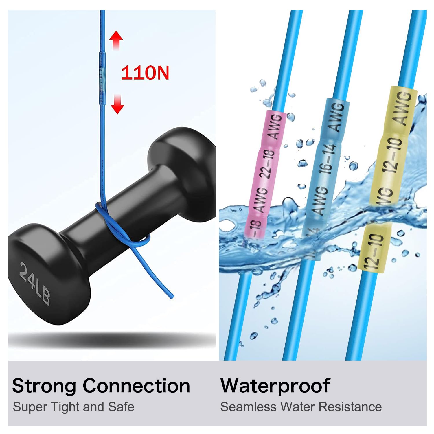 70 Connettori Termorestringenti AWG 8 - Impermeabili IP67 Per Auto, Barche E Fai Da Te