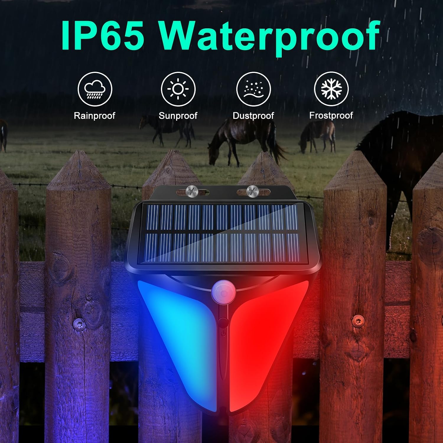 Aolyty Solar Strobe Warning Lights 90DB Alarm Outdoor,4 Working Modes Solar Power Motion Sensor Alarm Light,IP65 Waterproof Security Siren Light for Pasture,Home,Farm,Barn,Villa,Yard