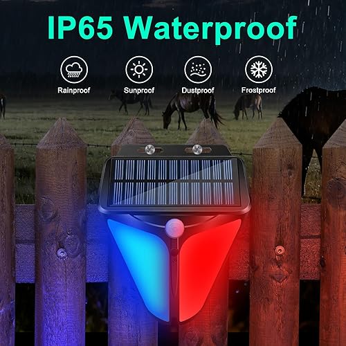 Miniatura 4 de Aolyty Luces estroboscópicas solares de advertencia con alarma de 90 DB para exteriores, paquete de 2 unidades, 4 modos de funcionamiento, sensor