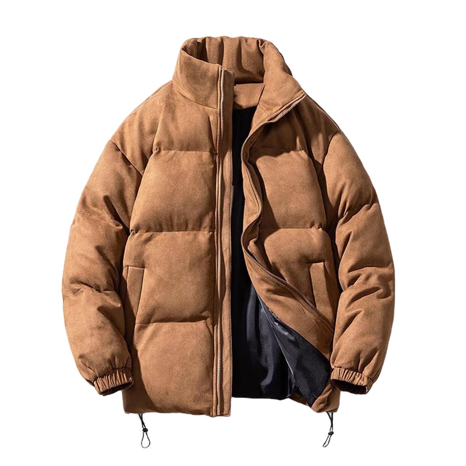Parka en daim et coton pour homme avec col montant chaud