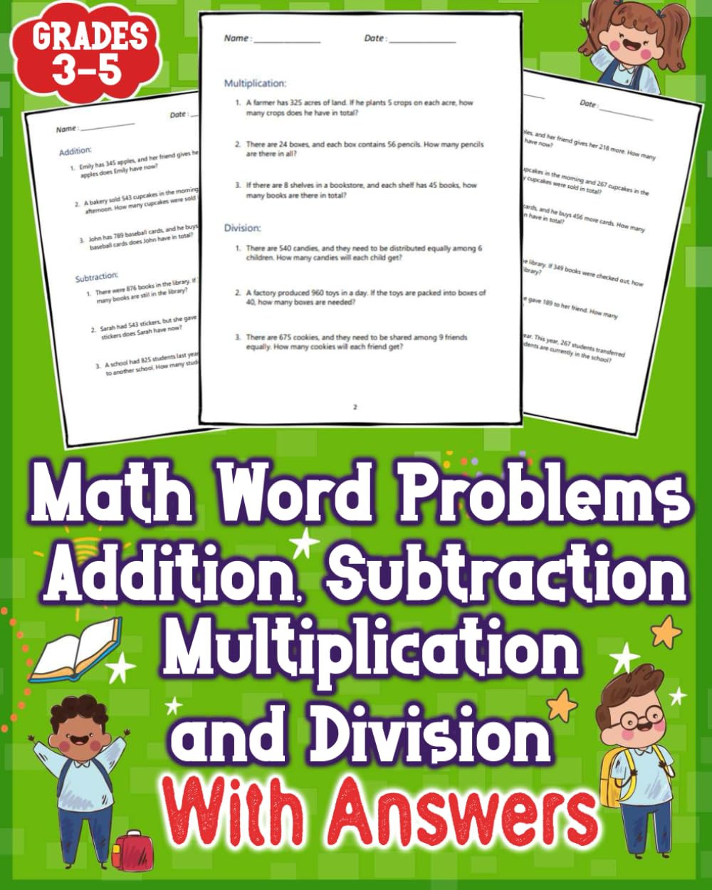 Math Word Problems Addition Subtraction Multiplication and Division With Answers Grades 3-5: Simplify one-step challenges with addition and ... skills through engaging word problems
