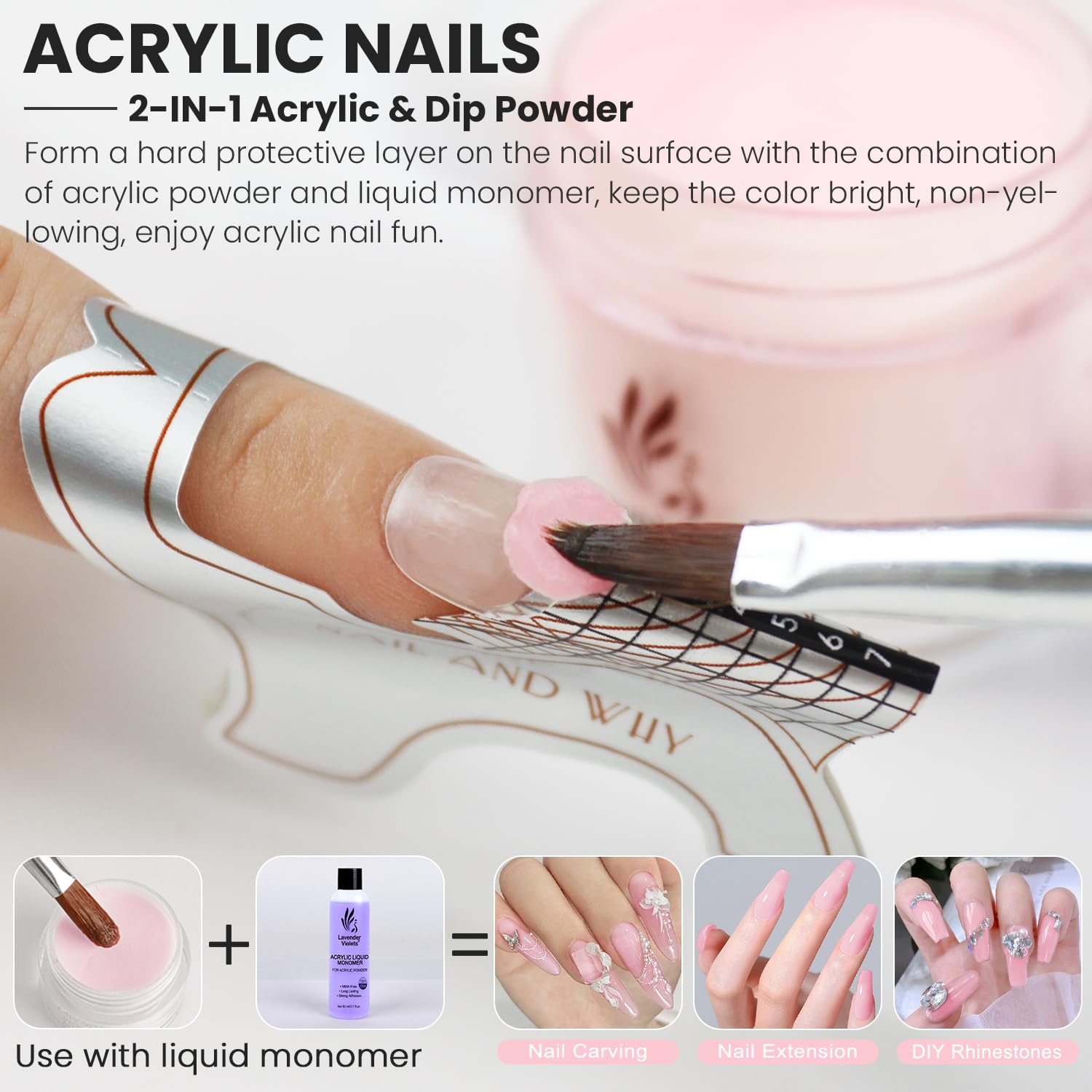 Lavender Violets Acrylic & Dip 2 in 1 Nail Powder, 1oz Cover Pink Acrylic Powder Dip for Nails, Long Lasting Salon Quality, Bubble Free Professional Manicures, Fake Nails, Carving & Extensions N103