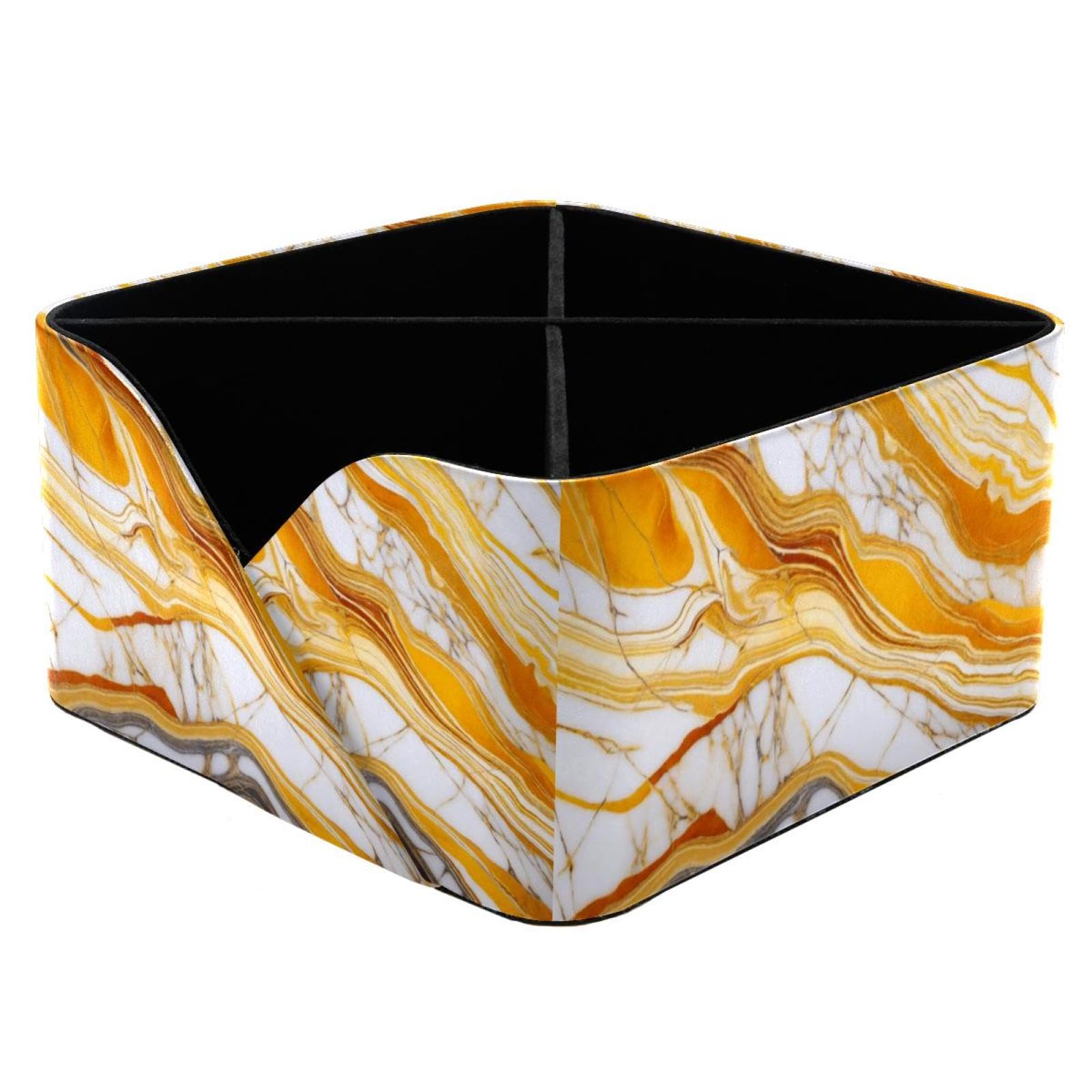 Porte-stylos marbre jaune et organisateur de bureau rectangulaire