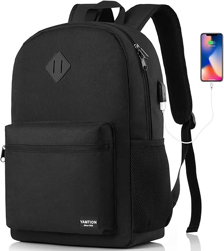YAMTION - Mochila de 17 pulgadas para escuela, negocios y viajes, bolsa para computadora y libros para trabajo, oficina, preparatoria, universidad