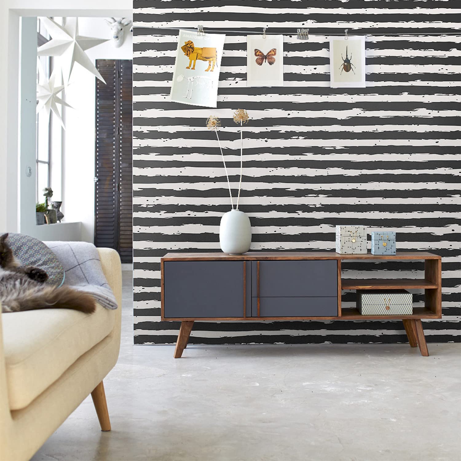 Papier peint rayures haut de gamme Coloray en latex de 250x250cm pour design mural élégant